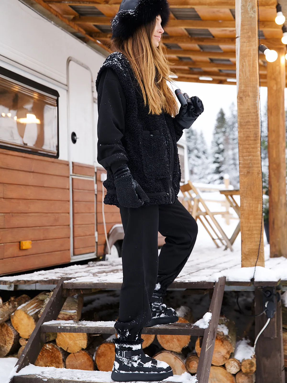 JACKET FLUFFY BLACK